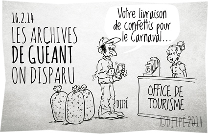 ancien secrétaire général de l'Élysée, Archives nationales, archives papier, BPCE, caricatures, carnaval, Carnaval de Nice, Claude Guéant, confettis, dessin de presse, dessinateur, Djipé, François Pérol, humour, humour noir, juge d'instruction, Pierre-René Lemas, 