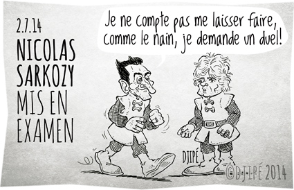 campagne présidentielle, caricatures, chef d’État, corruption active, dessin de presse, dessinateur, Djipé, financement, humour, humour noir, information judiciaire, Libye, Mis en examen, Muammar Kadhafi, Nicolas Sarkozy, prison, recel de violation du secret professionnel, Thierry Herzog, trafic d’influence actif, Tyrion, 