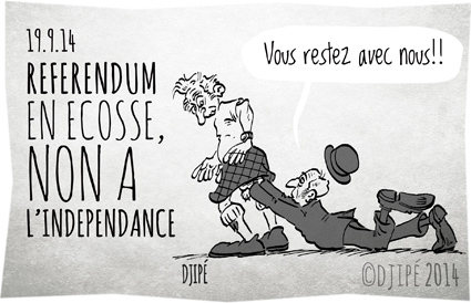 caricatures, dessin de presse, dessinateur, Djipé, écossais, Écosse, humour, humour noir, indépendance, kilt, référendum, Royaume-Uni, 