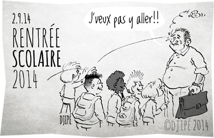 caricatures, dessin de presse, dessinateur, Djipé, école, élève, enseignant, grève, humour, humour noir, prof, rentrée scolaire, 