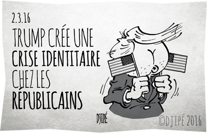 asshole, caricatures, Clinton, dessin de presse, dessin satirique, dessinateur, Djipé, GOP, humour noir, Républicains, Super Tuesday, Trump, USA, 