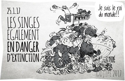 animaux, baleine, caricatures, consommation, dessin de presse, dessin satirique, dessinateur, disparition, Djipé, éléphant, extinction, humanité, humour noir, lion, poisson, singe, tigre, 