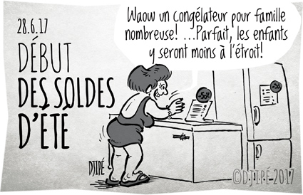 caricatures, congélateur, dessin de presse, dessin satirique, dessinateur, Djipé, enfant, été, humour noir, infanticide, mère, mort, nourrissons, soldes, 