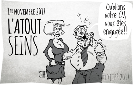 #balancetonporc, #MeToo, caricatures, dessin satirique, dessinateur, Djipé, embauche, harcèlement, humour noir, recrutement, sein, sexisme, sexuel, société, Toussaint, victime, 