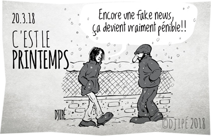 caricatures, dessin de presse, dessin satirique, dessinateur, Djipé, fake news, froid, grêle, hiver, humour noir, météo, neige, printemps, 