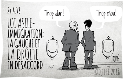 asile, Assemblée Nationale, caricatures, députés, dessin de presse, dessin satirique, dessinateur, Djipé, droite, frontière, gauche, humour noir, immigration, intérieur, Loi, mariage pour tous, 