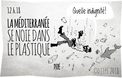 alerte, Aquarius, caricatures, déchets, dessin de presse, dessin satirique, dessinateur, Djipé, humour noir, mammifères, Méditerranée, mer, migrants, mort, noyade, plastiques, poissons, Quelle indignité, recyclage, WWF, 