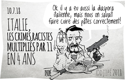 Afrique, Aquarius, caricatures, crime, dessin de presse, dessin satirique, dessinateur, diaspora, Djipé, humour noir, immigration, Italie, italien, mafia, meurtre, migrants, racisme, 