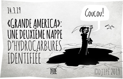 Atlantique, caricatures, catastrophe, dessin de presse, dessinateur, Djipé, faune, fioul lourd, Grande America, humour noir, hydrocarbures, La Rochelle, maritime, mort, naufrage, poissons, pollution, 